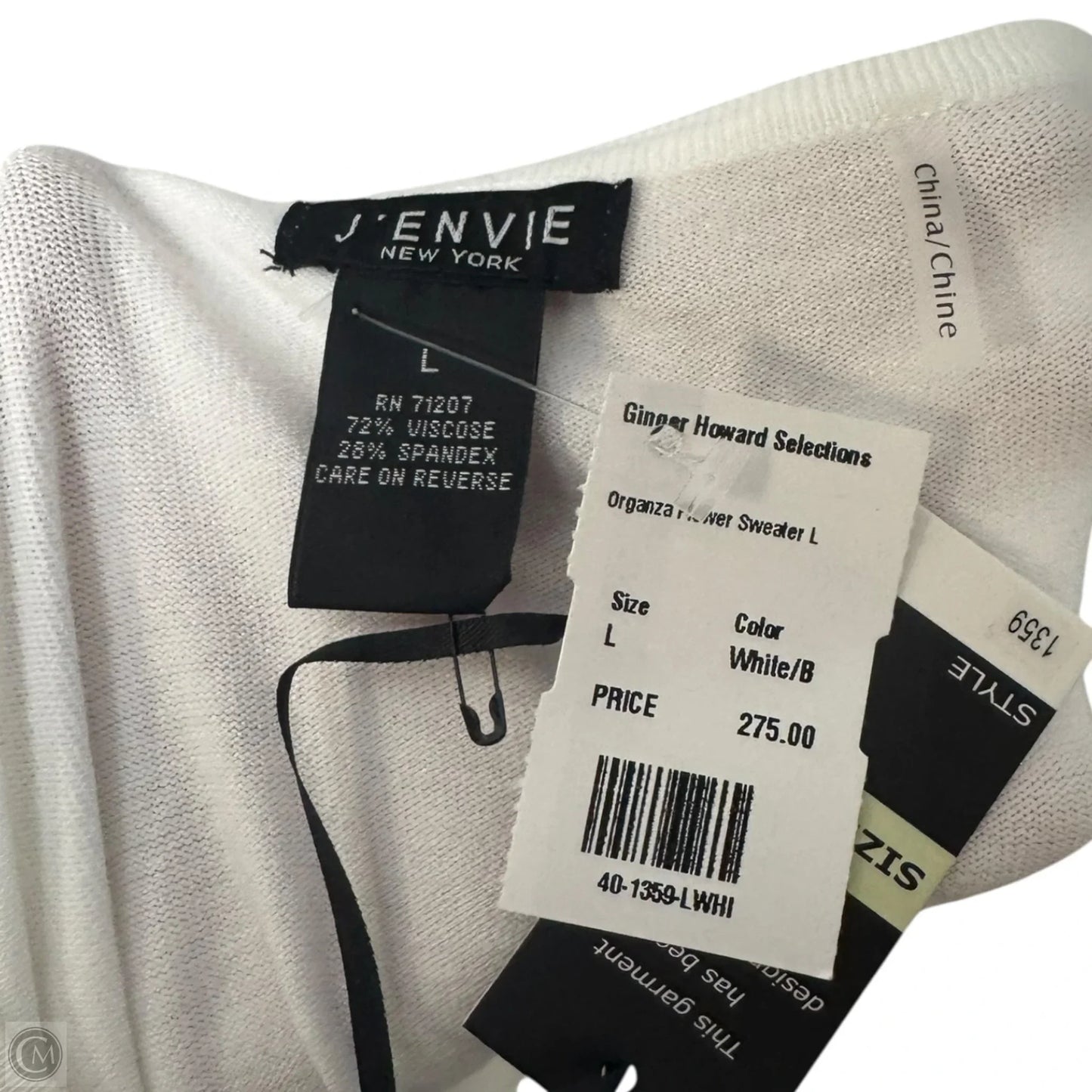 Organza Flower Knit Top Long Sleeve By J’Envie In Floral Print, Size: L