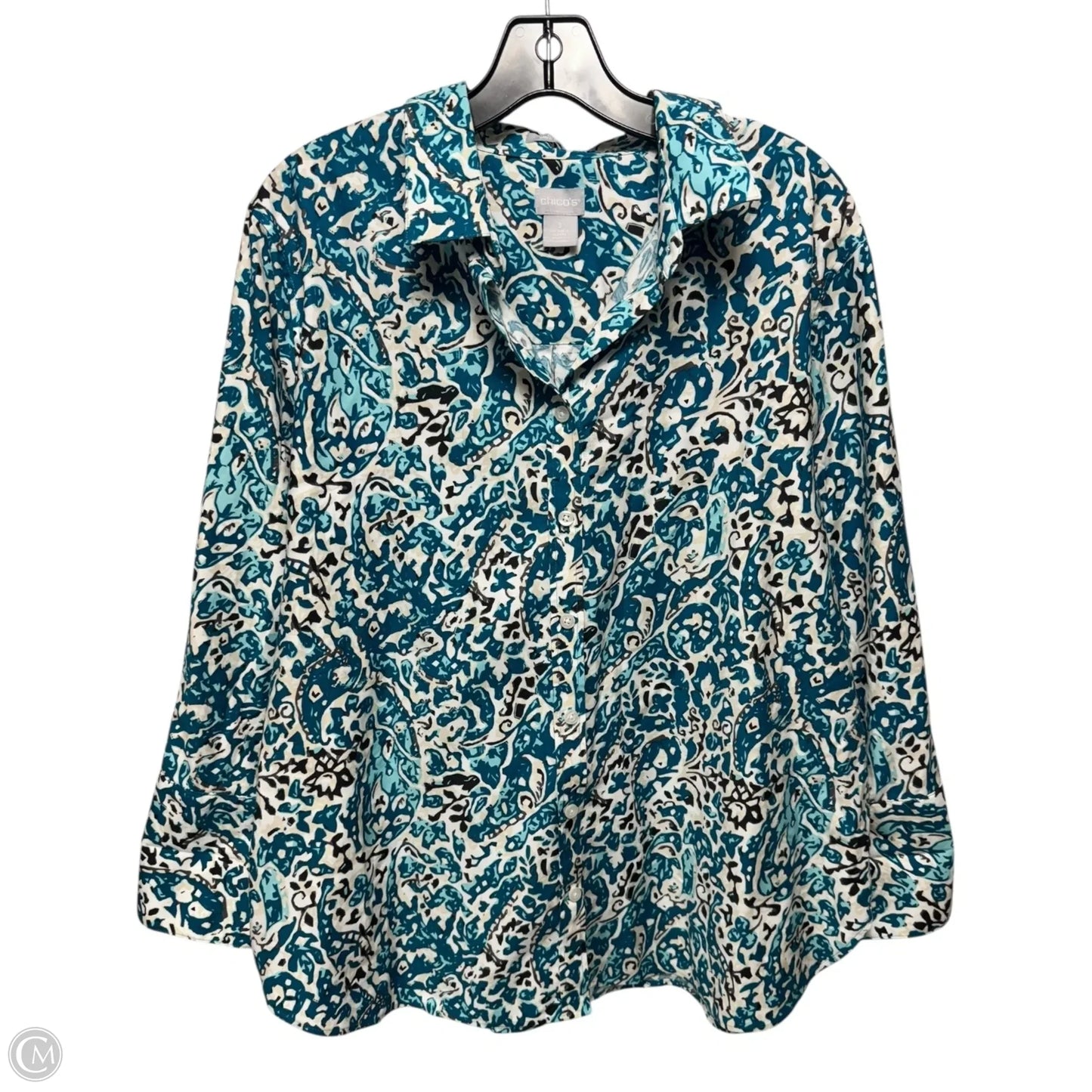 Top Long Sleeve By Chicos In Aqua, Size: Xl