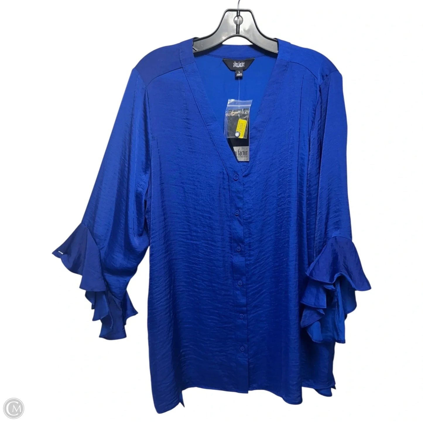 Top Long Sleeve By Investments In Blue, Size: L