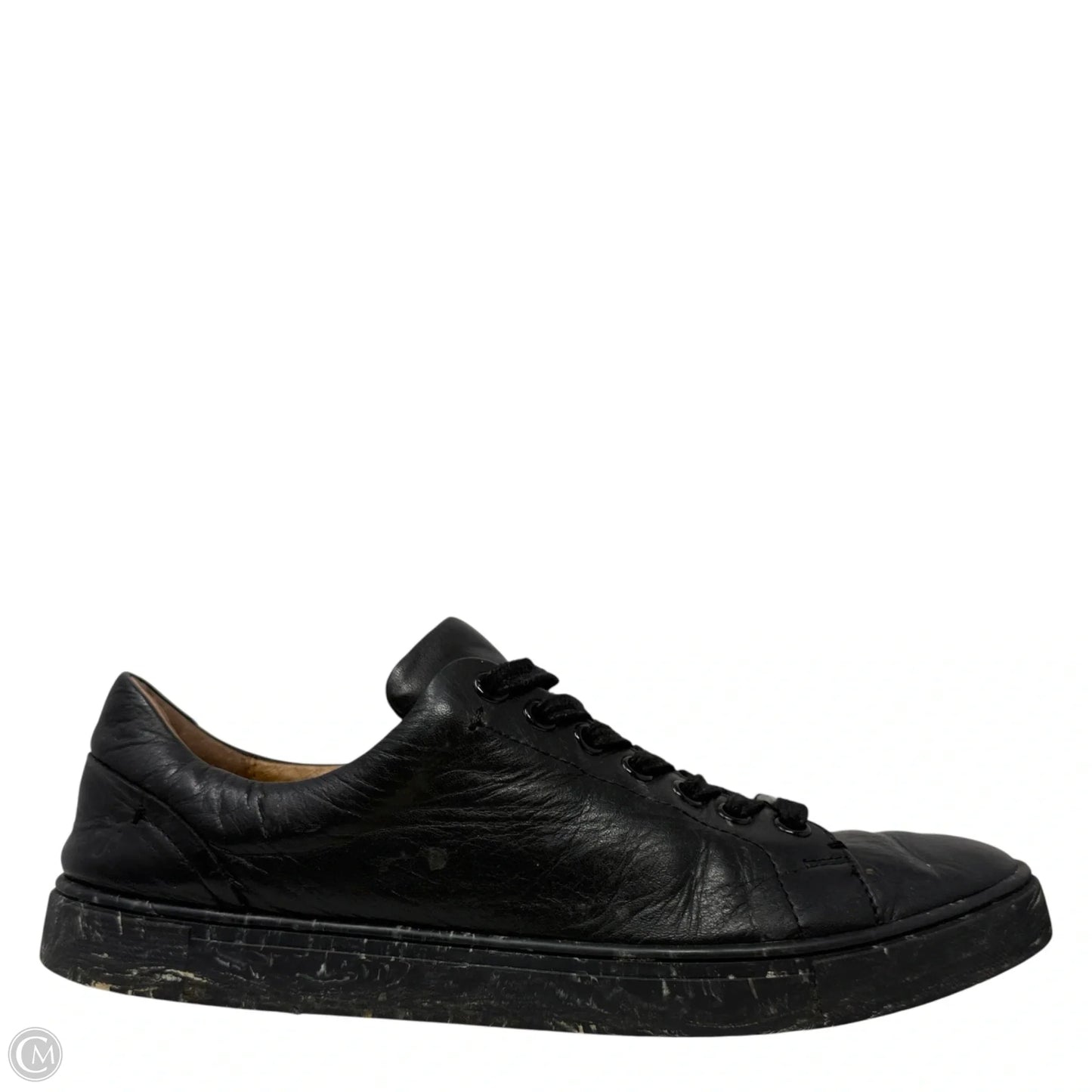 Ivy Low Lace Leather Sneakers Designer By Frye In Black, Size: 9.5