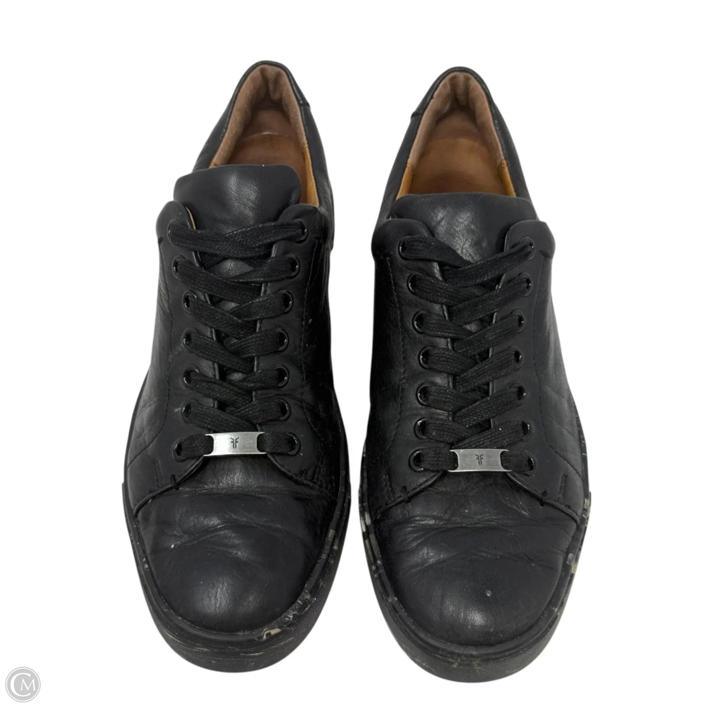 Ivy Low Lace Leather Sneakers Designer By Frye In Black, Size: 9.5
