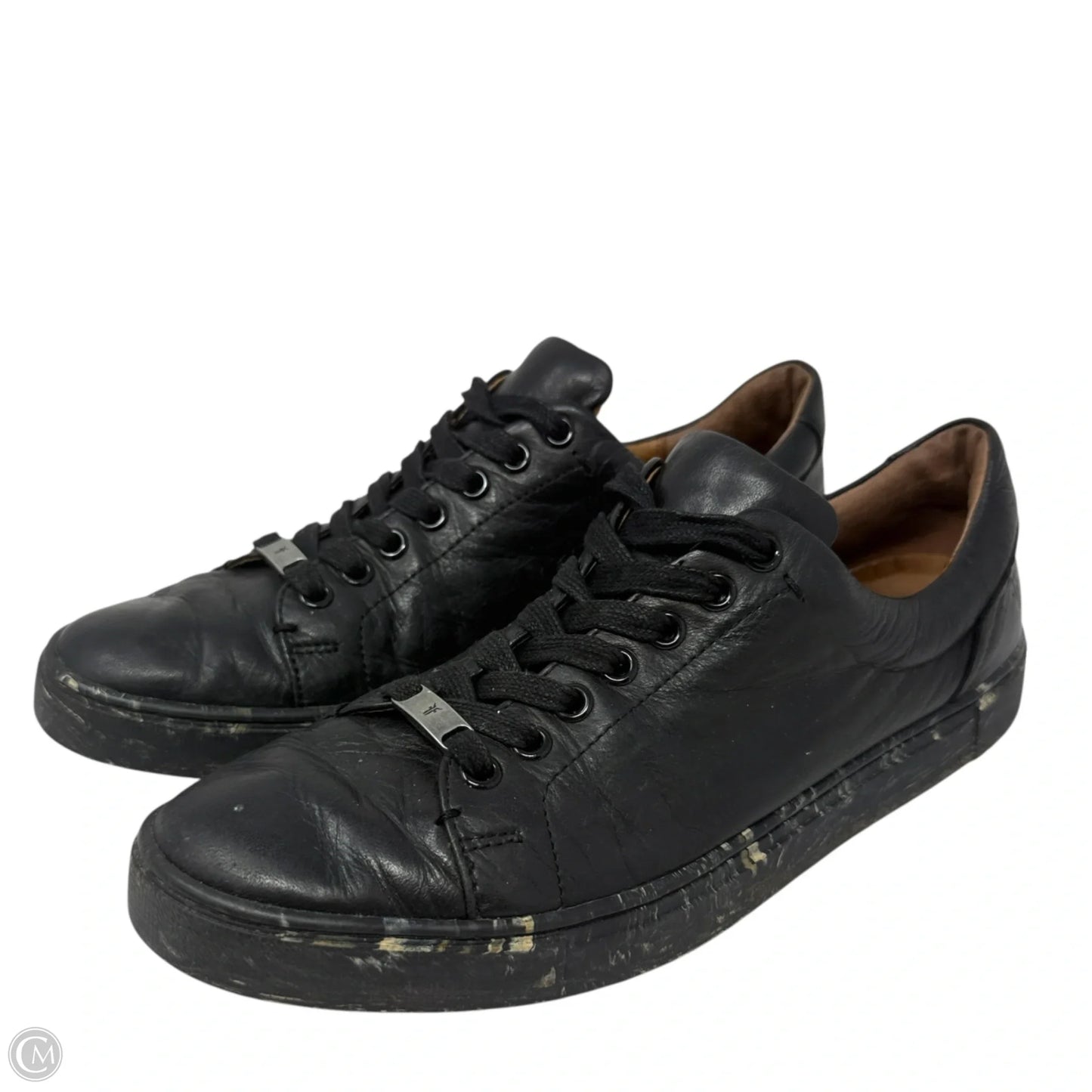 Ivy Low Lace Leather Sneakers Designer By Frye In Black, Size: 9.5