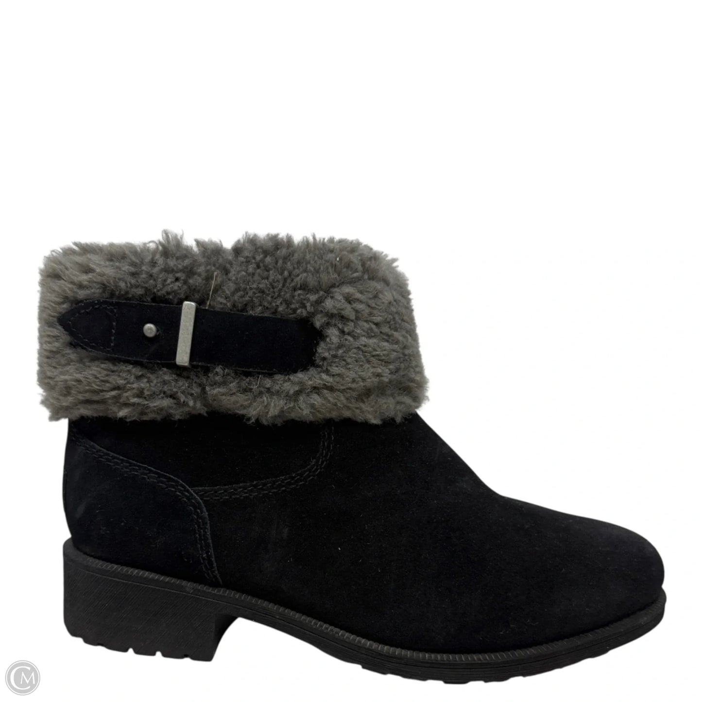 Bodie Fur Belted Boots Designer By Ugg In Black, Size: 7.5