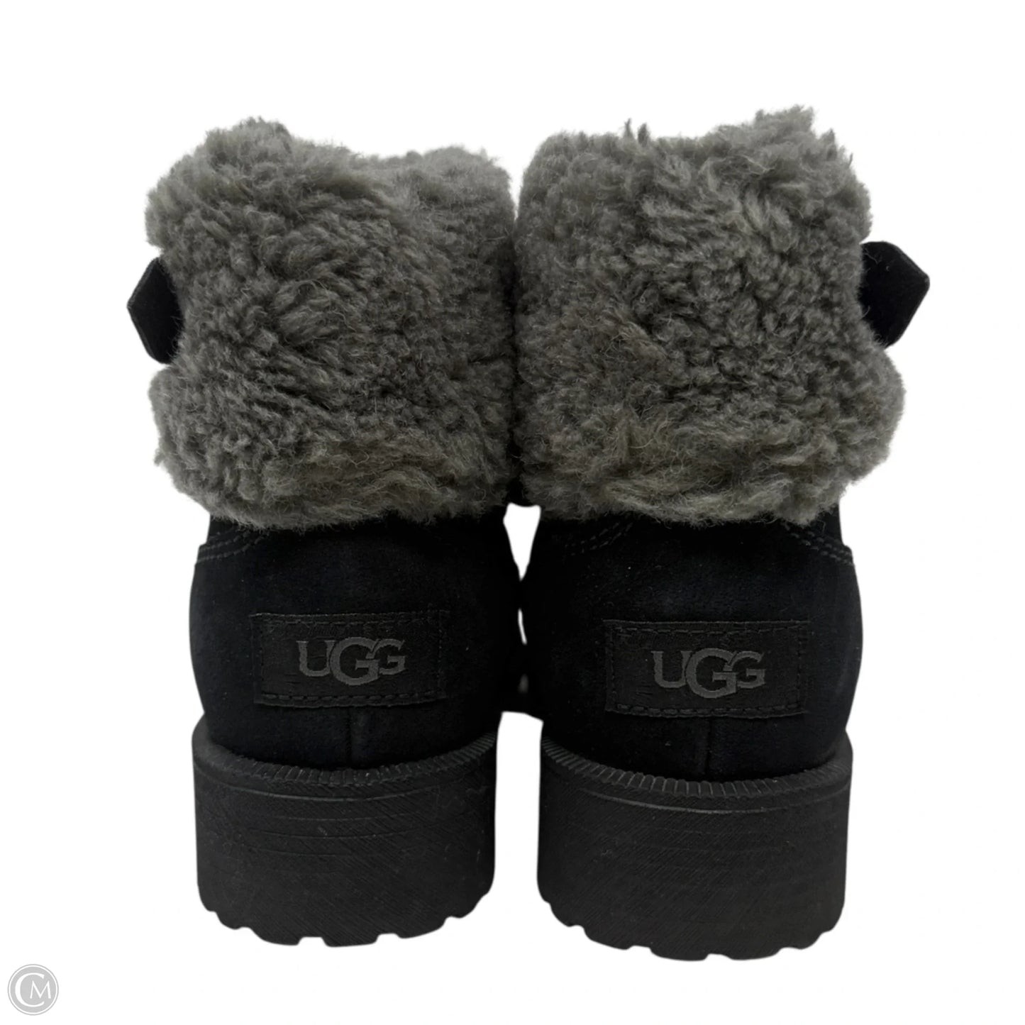 Bodie Fur Belted Boots Designer By Ugg In Black, Size: 7.5