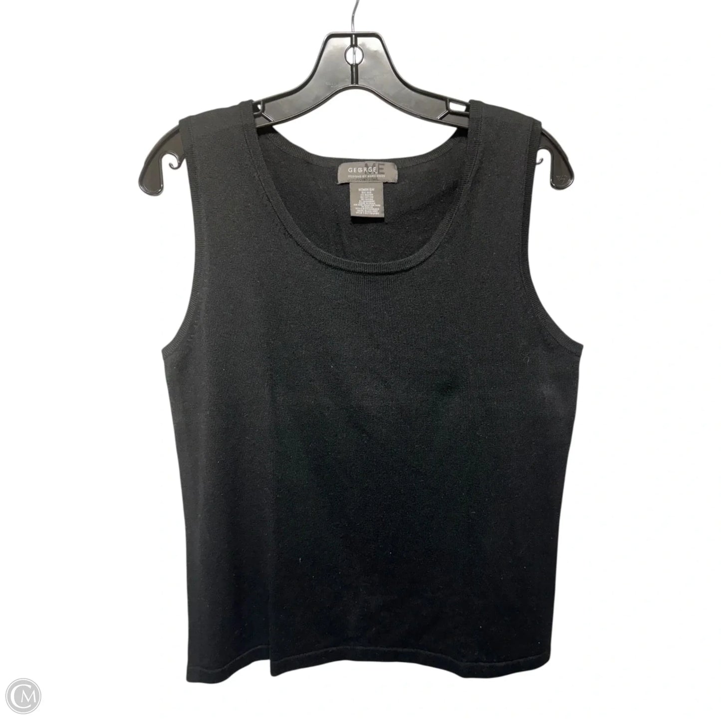 Silk Blend Sweater & Tank By George In Black, Size: 16