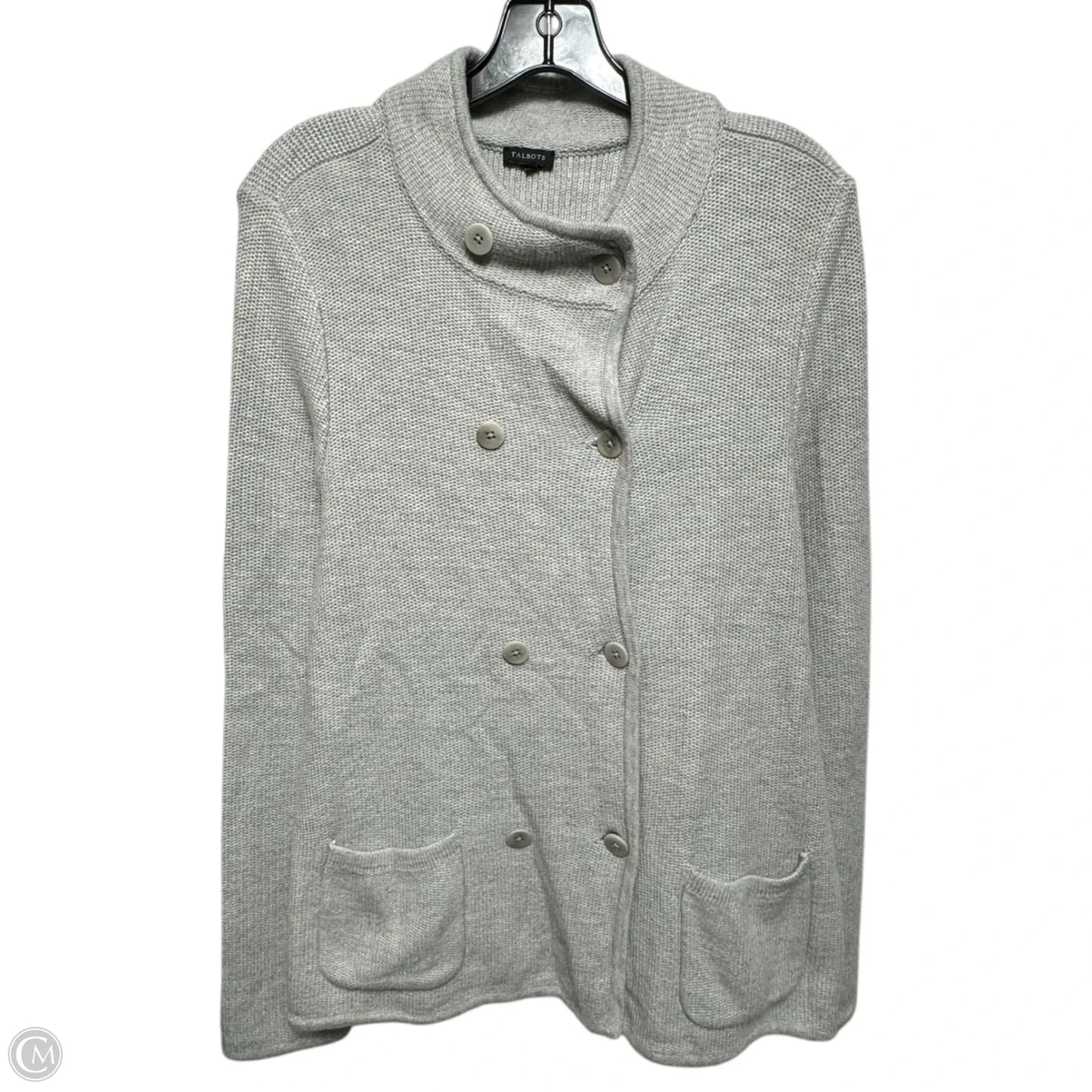 Sweater Cardigan By Talbots In Grey, Size: L