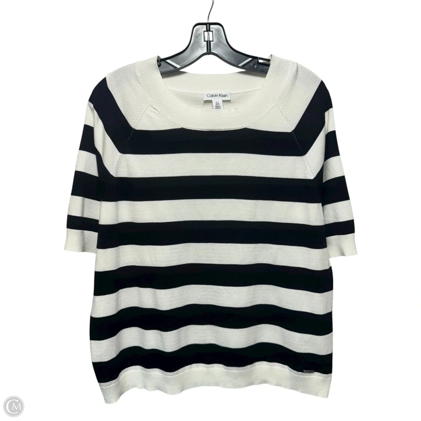 Sweater By Calvin Klein In Striped Pattern, Size: L