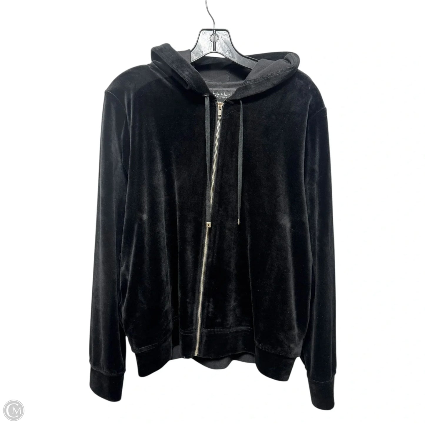 Velvet Sweatshirt Hoodie By Nicole Miller In Black, Size: Xl
