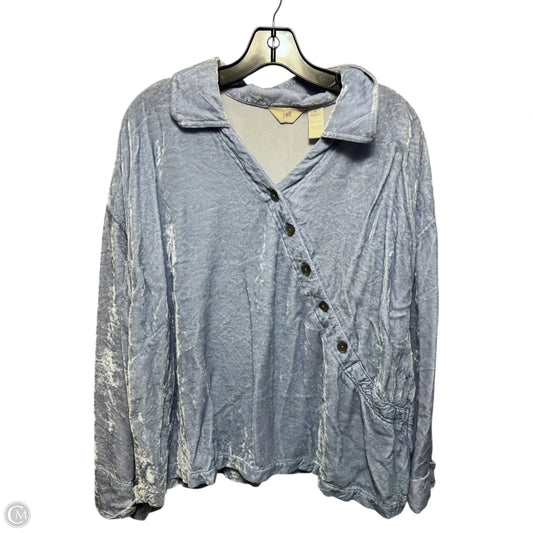 Velvet Top Long Sleeve By J. Jill In Blue, Size: 1x