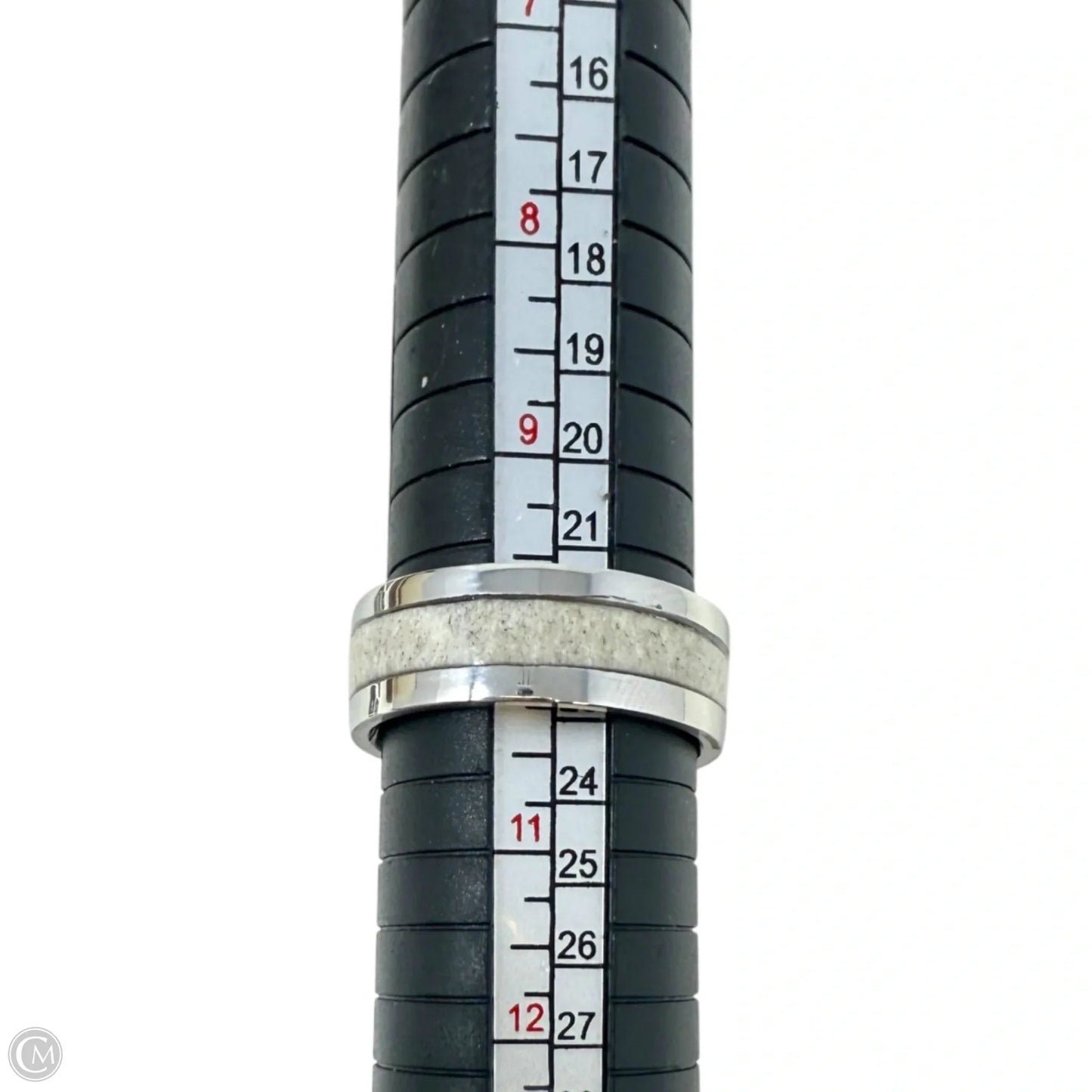 Solid White Tail Antler Inlay Band Ring, Size: 10