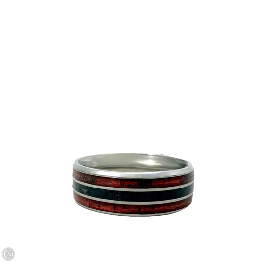 Crushed Garnet & Black Quartz Band Ring, Size: 12