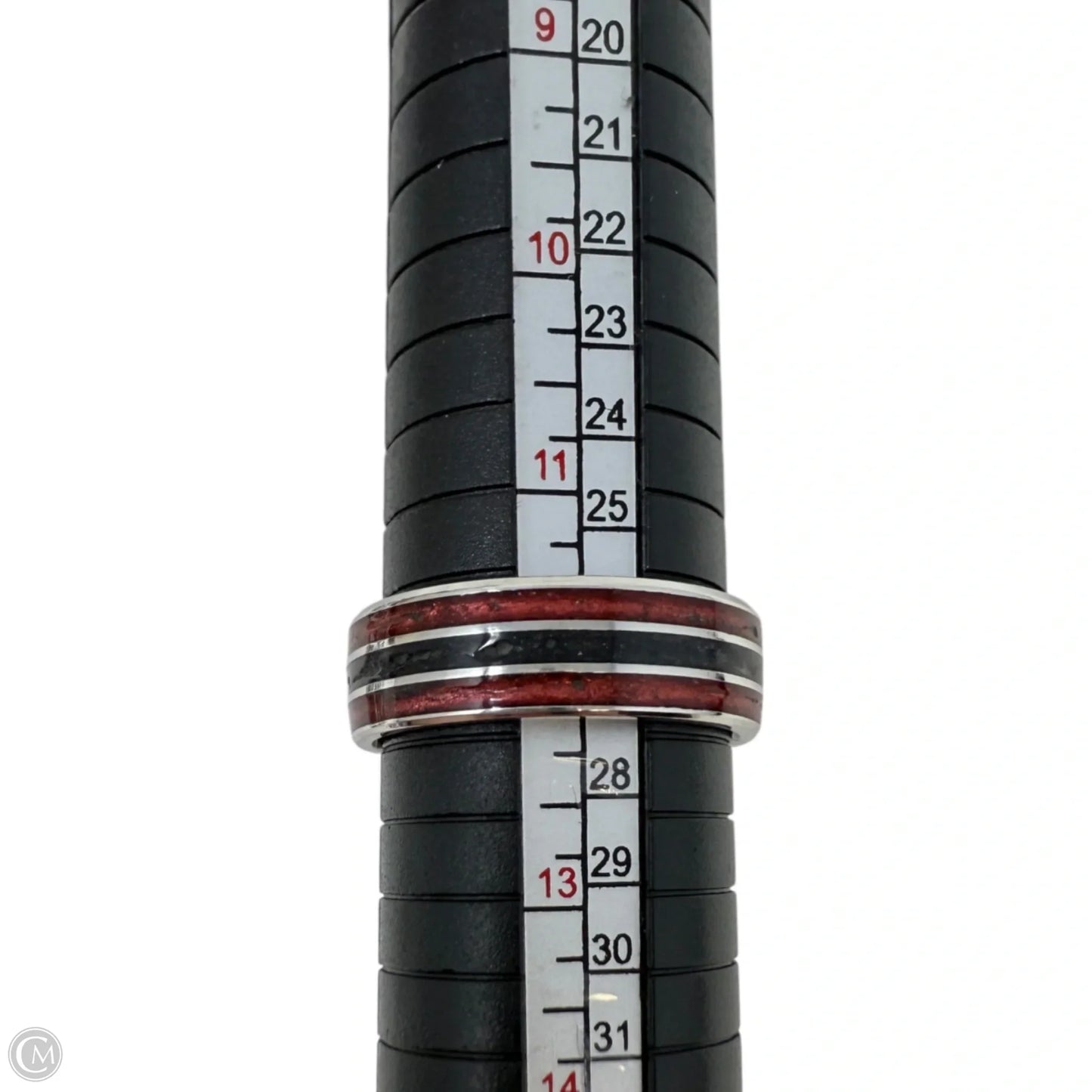 Crushed Garnet & Black Quartz Band Ring, Size: 12