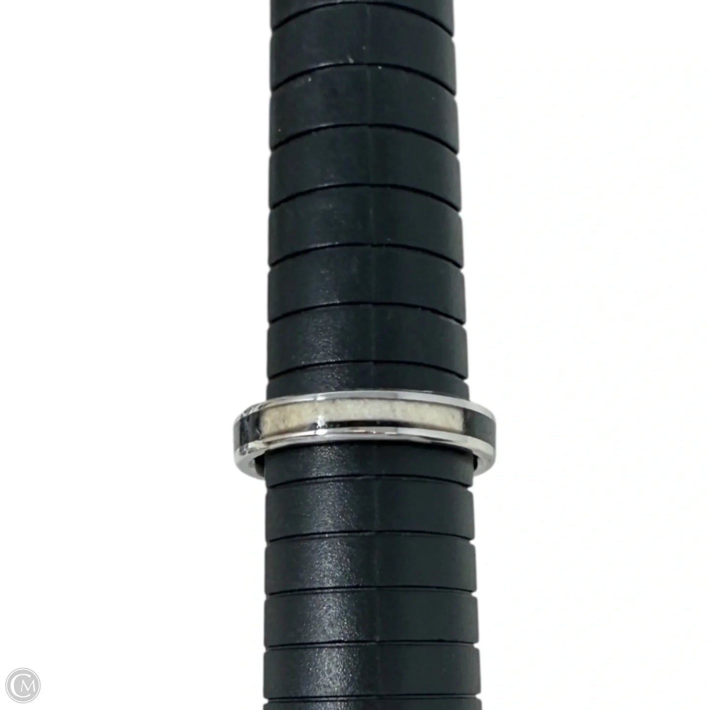 White Tail Antler & Crushed Black Quartz Inlay Band Ring, Size: 9