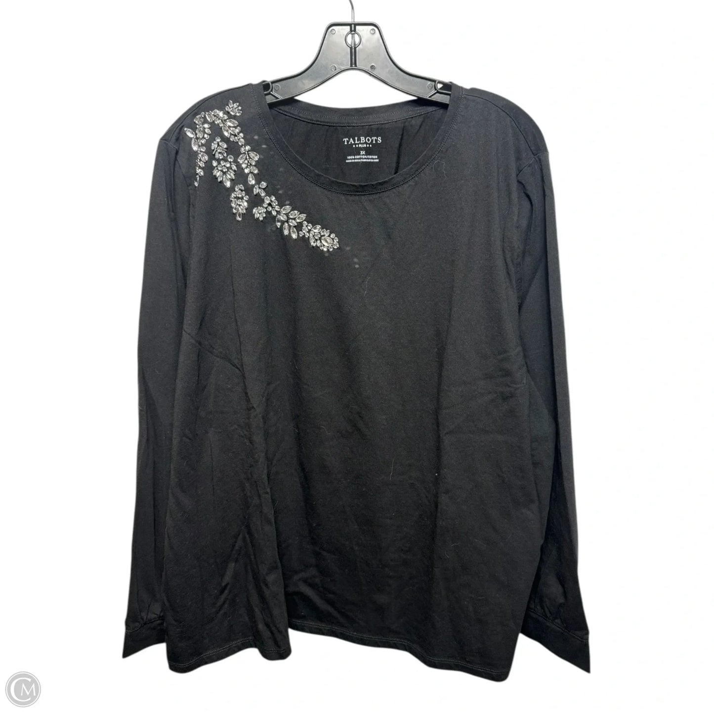 Embellished Top Long Sleeve By Talbots In Black, Size: 3x