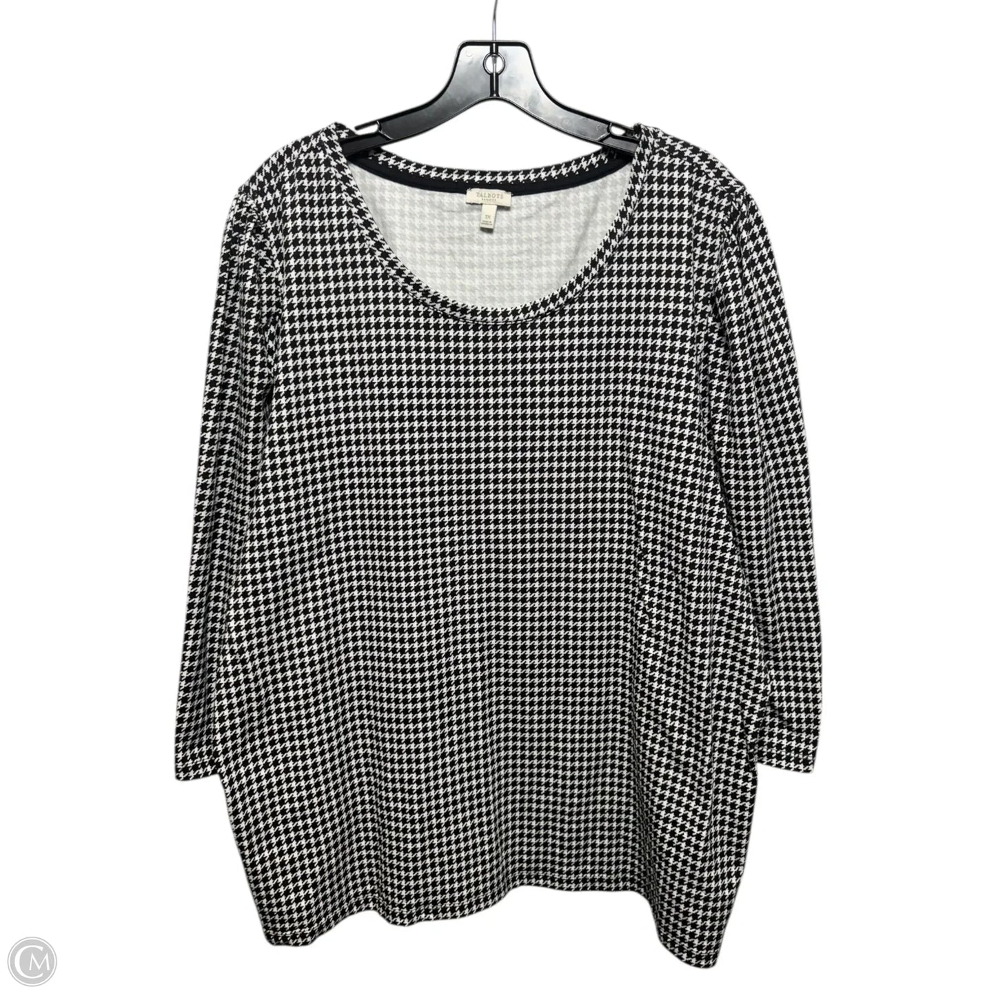 Houndstooth Top Long Sleeve By Talbots In Checkered Pattern, Size: 3x