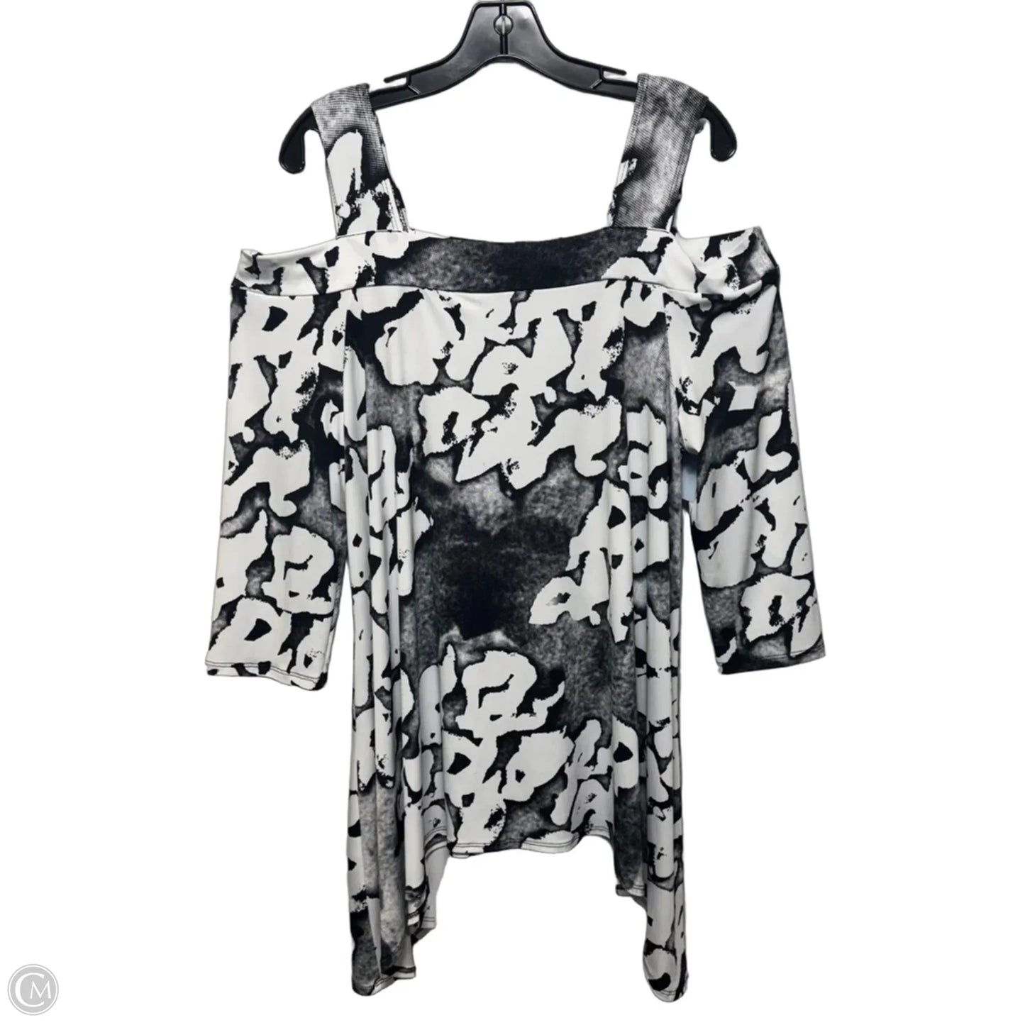 Tunic 3/4 Sleeve By Clara Sun Woo In Black & White, Size: 1x
