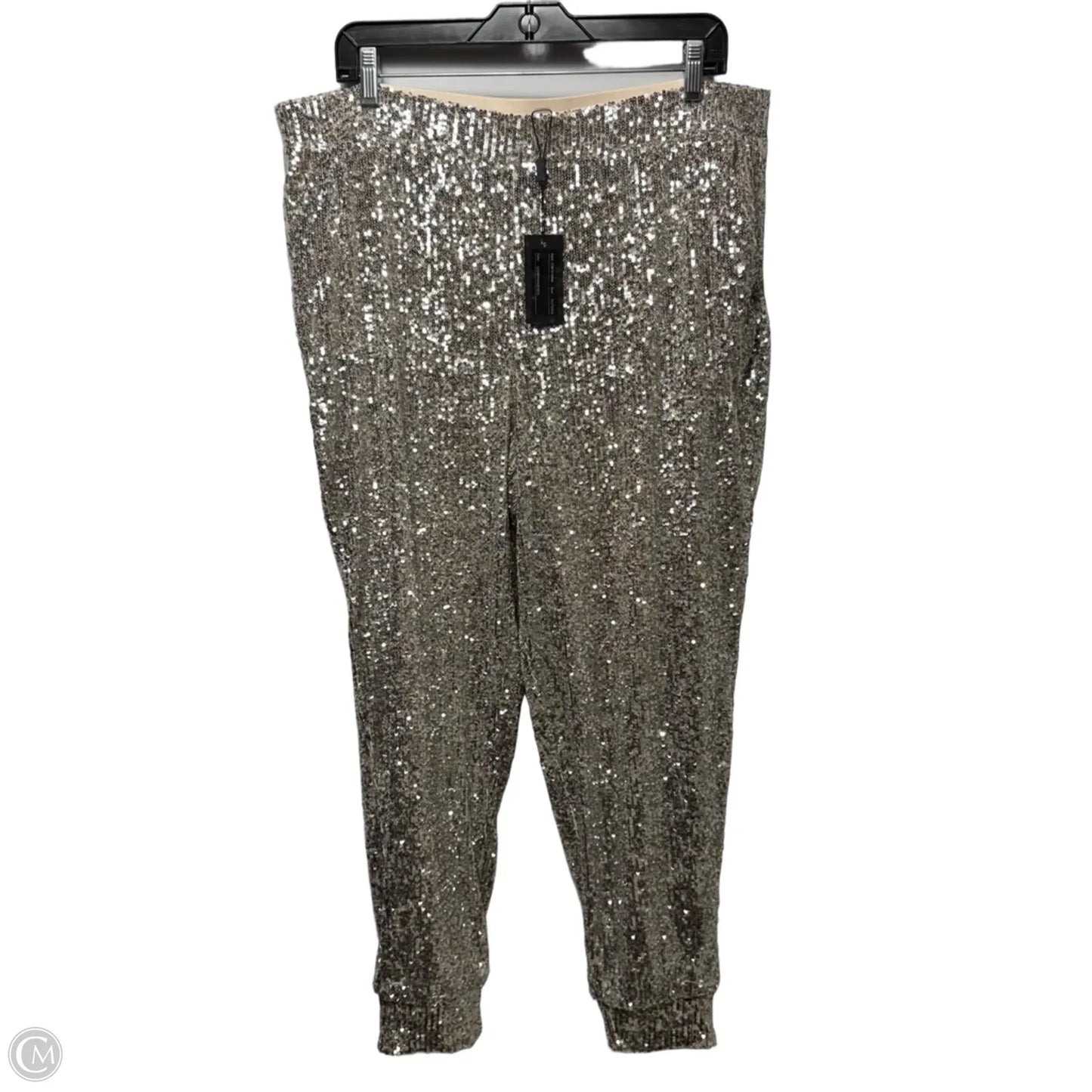 Sequin Joggers Pants Dress By Cable And Gauge In Silver, Size: XL
