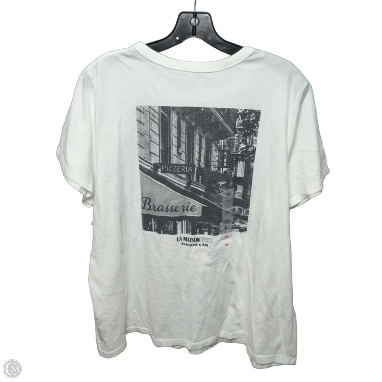 “La Maison Verte Brasserie & Bar“ Top Short Sleeve Basic By Old Navy In White, Size: Xl