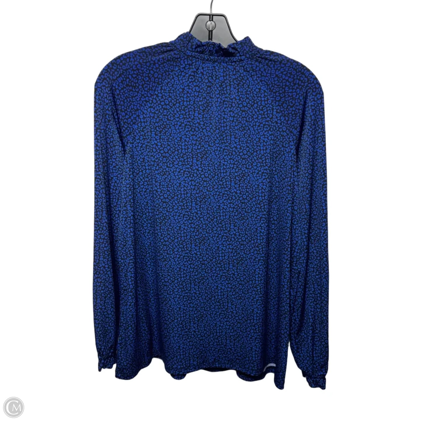 Top Long Sleeve By Michael By Michael Kors In Blue & Black Animal Print, Size: L