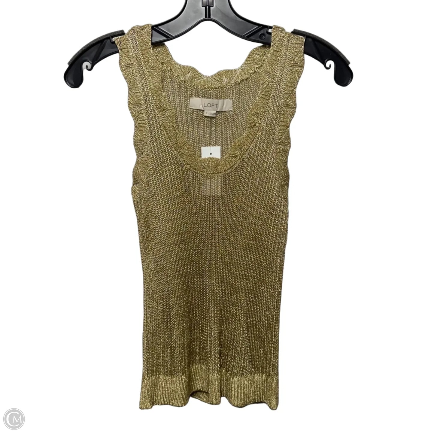 Metallic Knit Top Sleeveless By Loft In Gold, Size: S