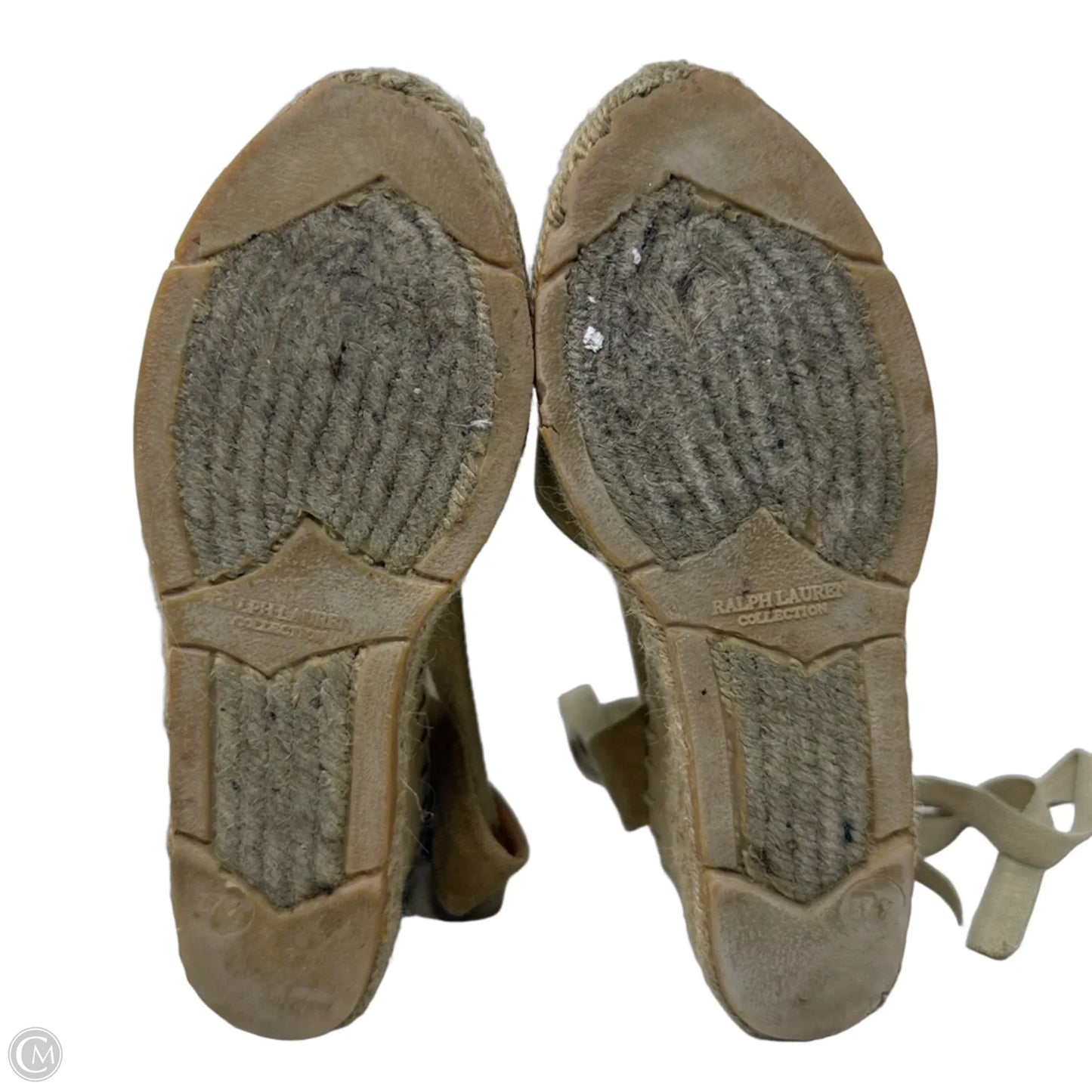 Suede Ankle Wrap Wedge Espadrilles By Ralph Lauren Collection In Tan, Size: 7.5