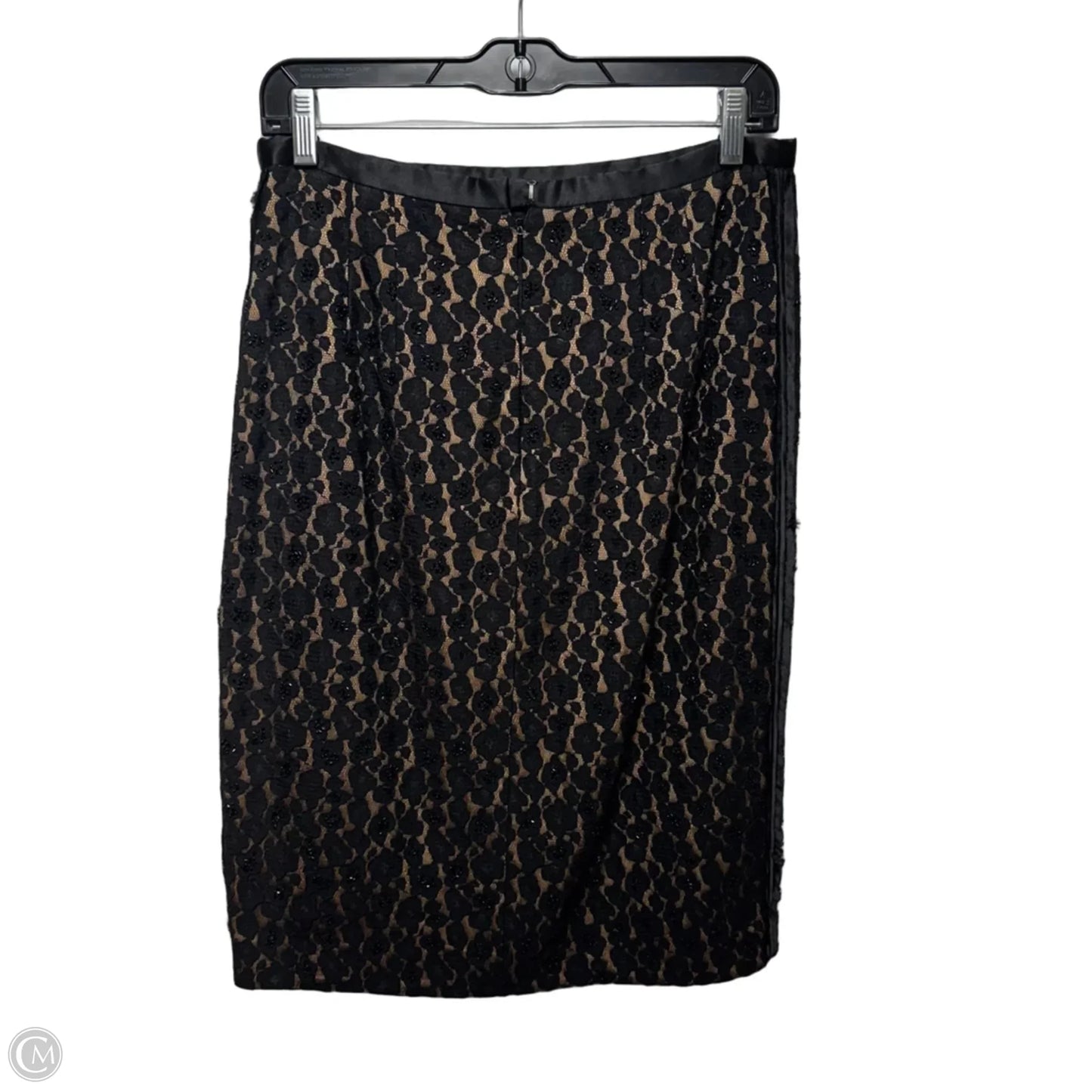 Beaded Lace Skirt Midi By Carmen Marc Valvo In Black, Size: 6