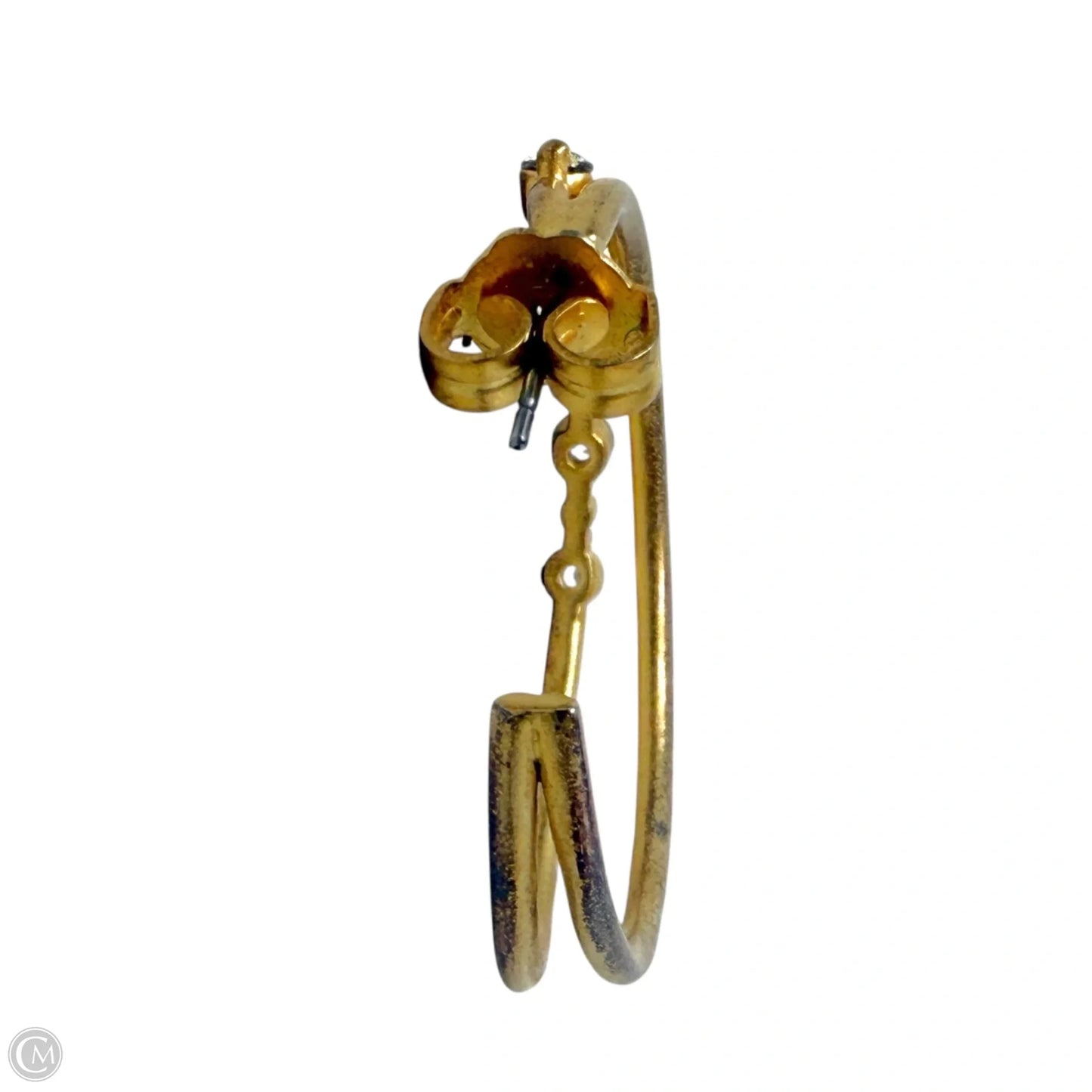 Clear Crystal & Matte Gold Oval Double Hoop Earrings By Deborah Grivas