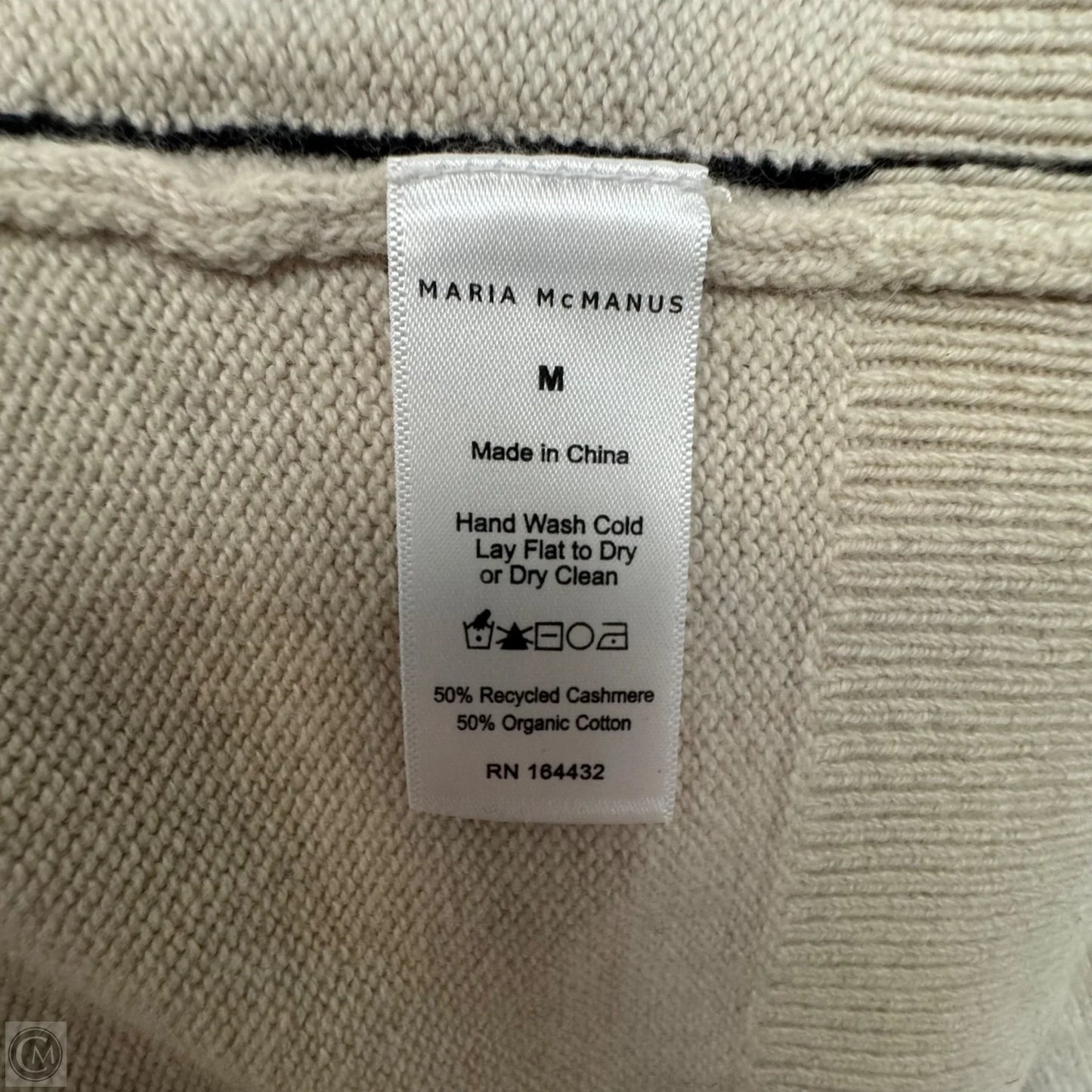 Organic Cotton & Recycled Cashmere Cardigan By Maria McManus In Black & Tan, Size: M