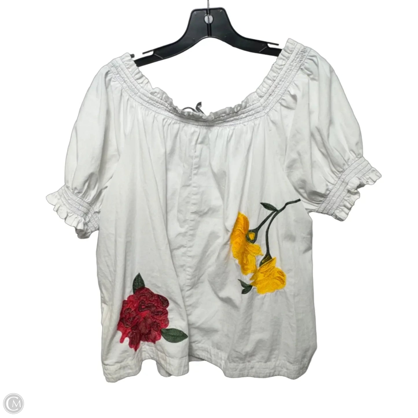 Top Short Sleeve By Anthropologie In Floral Print, Size: Xl