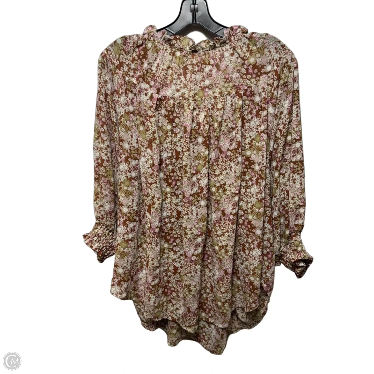 Top 3/4 Sleeve By Easel In Floral Print, Size: L