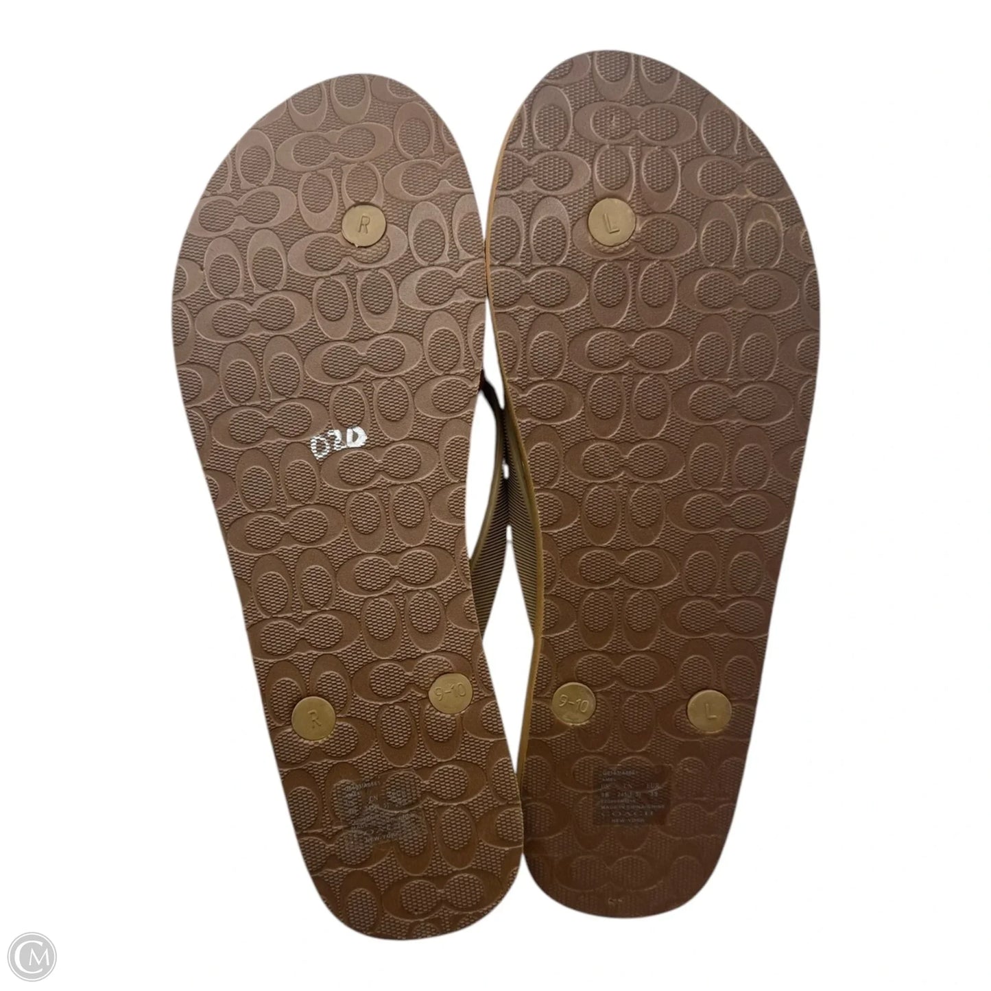 Monogram Bow Sandals Flip Flops By Coach In Multi-colored, Size: 9