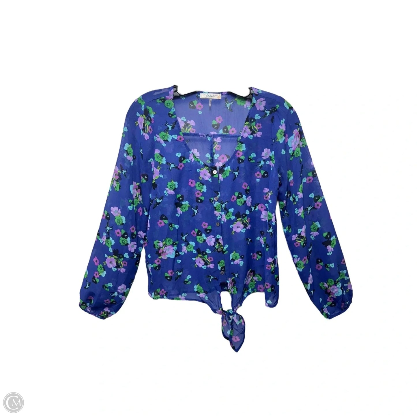 Top Long Sleeve By Freebird In Floral Print, Size: M