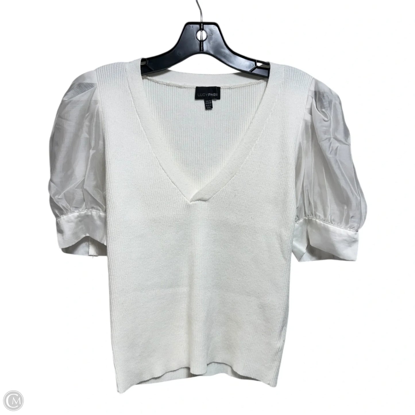 Knit Top Short Sleeve By Lucy Paris In Cream, Size: S