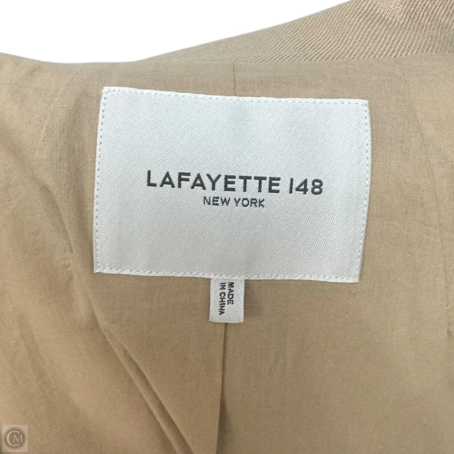 Linen Patch Pocket Blazer Designer By Lafayette 148 In Tan, Size: L