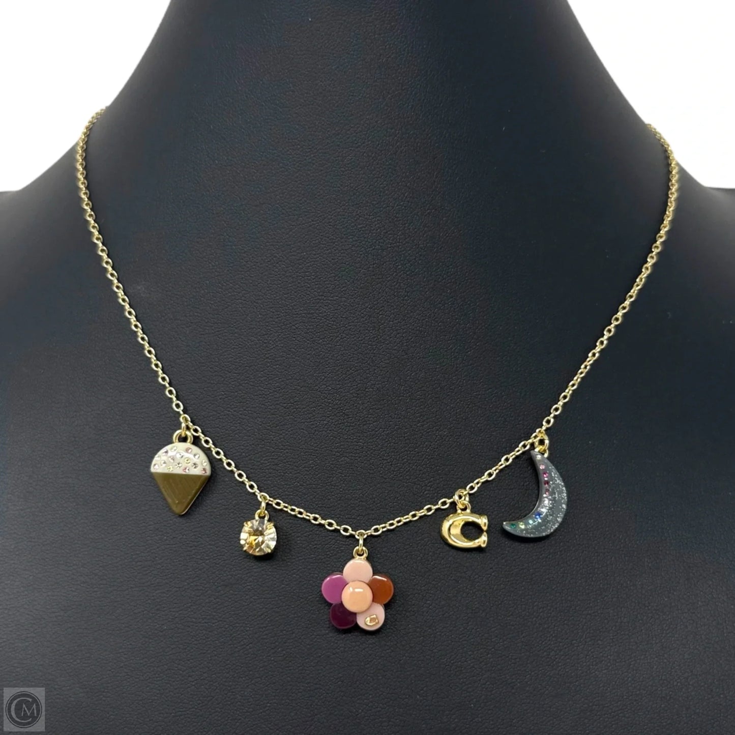 Moon And Flower Charm Necklace Designer By Coach