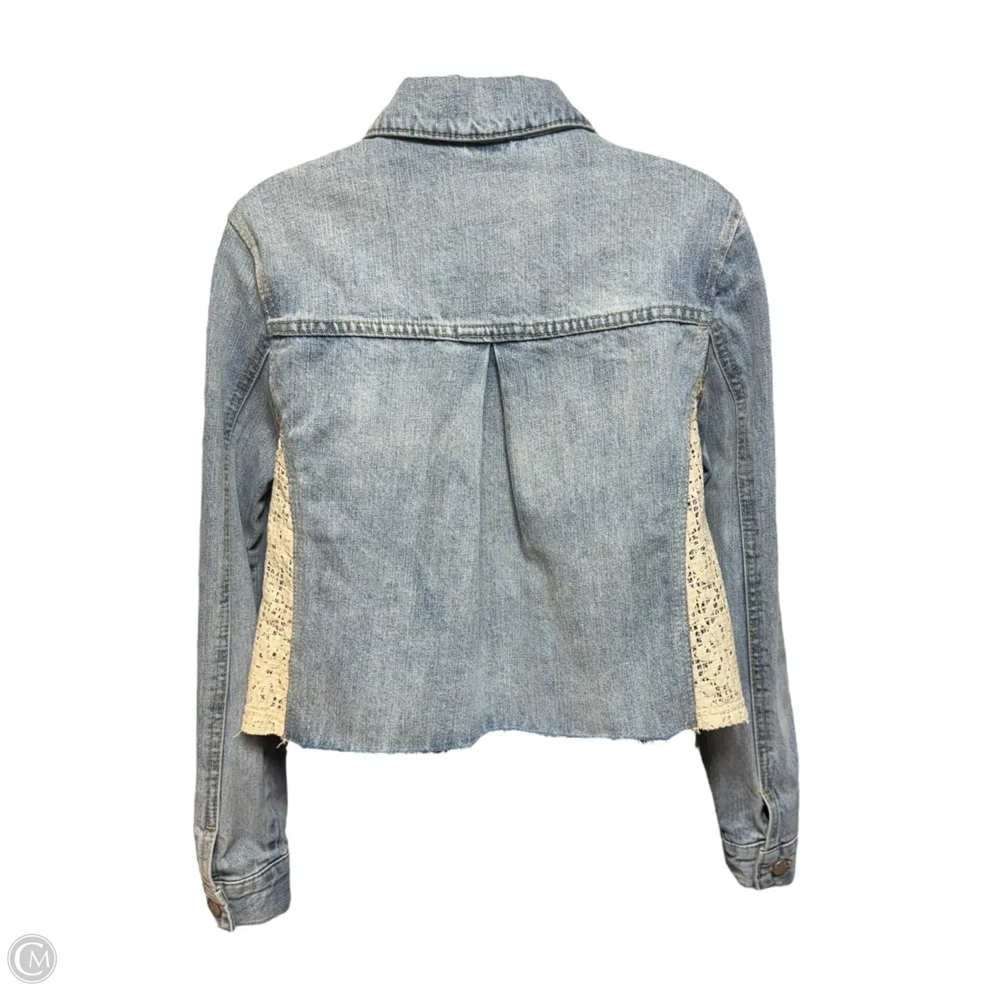 Lace Panel Denim Jacket By Free People In Blue Denim, Size: XS