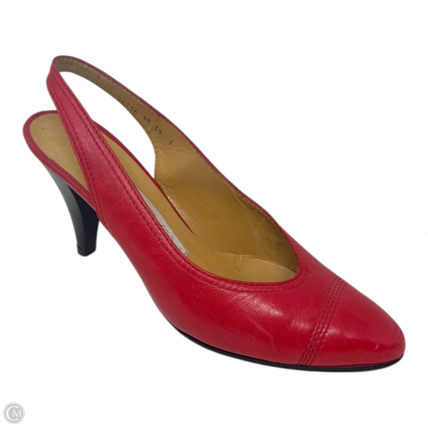 Vintage Slingback Cap Toe Heels Shoes Luxury Designer By Loewe In Red, Size: 9 (EU 39)