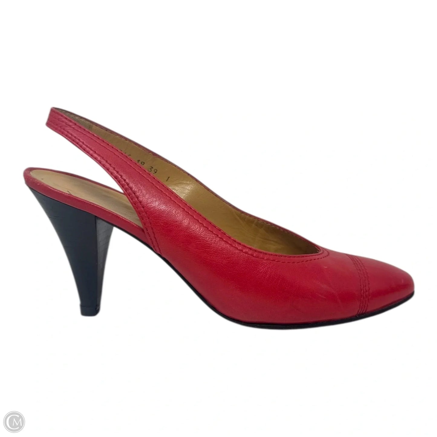 Vintage Slingback Cap Toe Heels Shoes Luxury Designer By Loewe In Red, Size: 9 (EU 39)