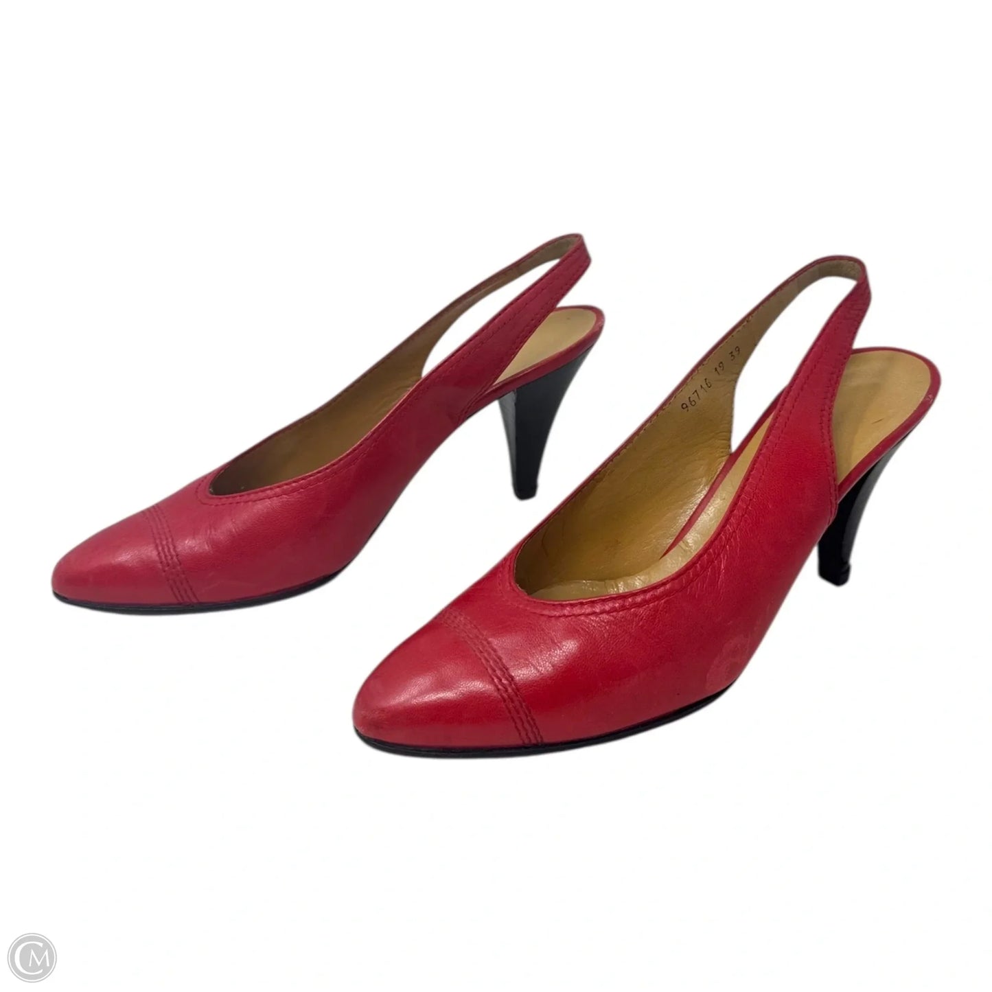 Vintage Slingback Cap Toe Heels Shoes Luxury Designer By Loewe In Red, Size: 9 (EU 39)