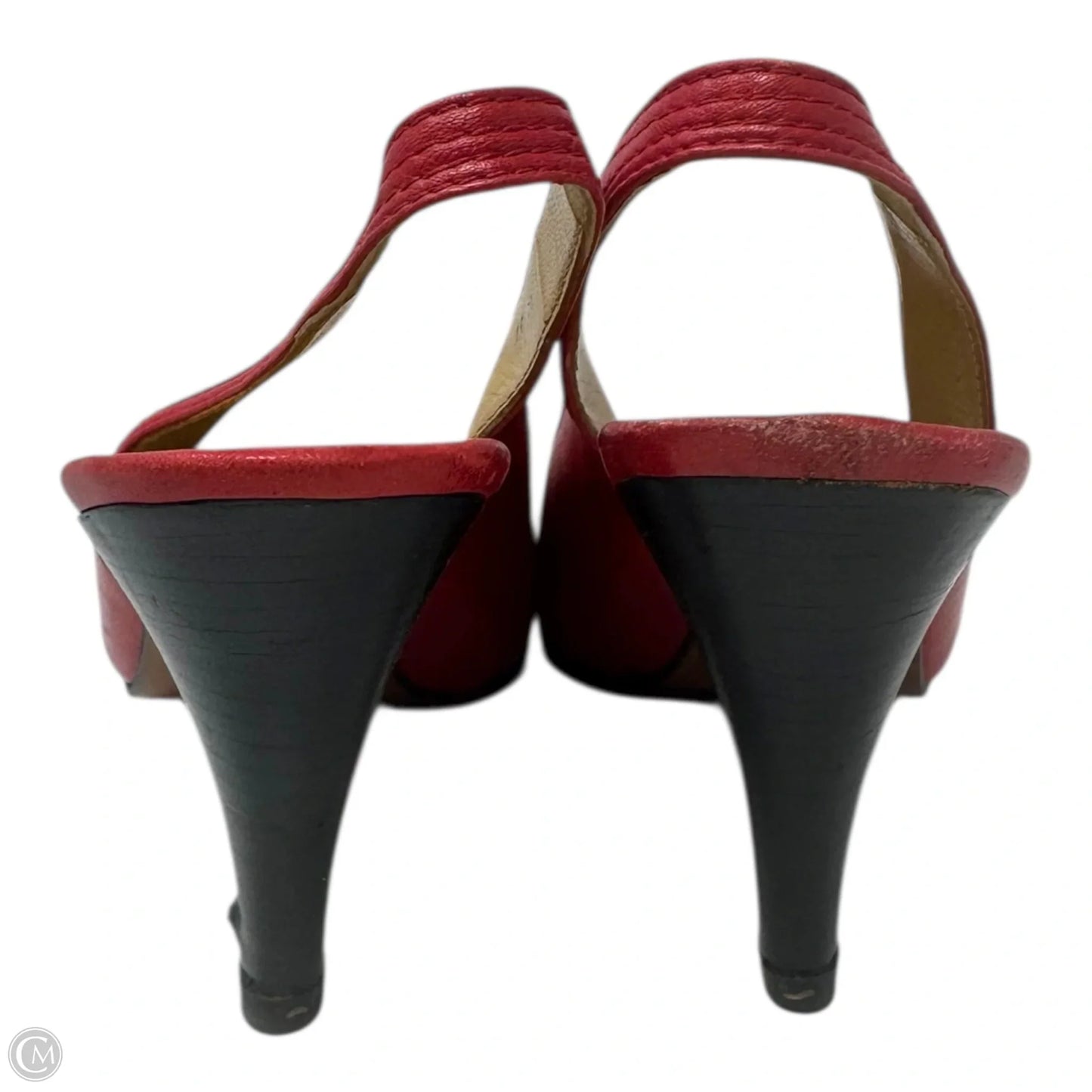 Vintage Slingback Cap Toe Heels Shoes Luxury Designer By Loewe In Red, Size: 9 (EU 39)