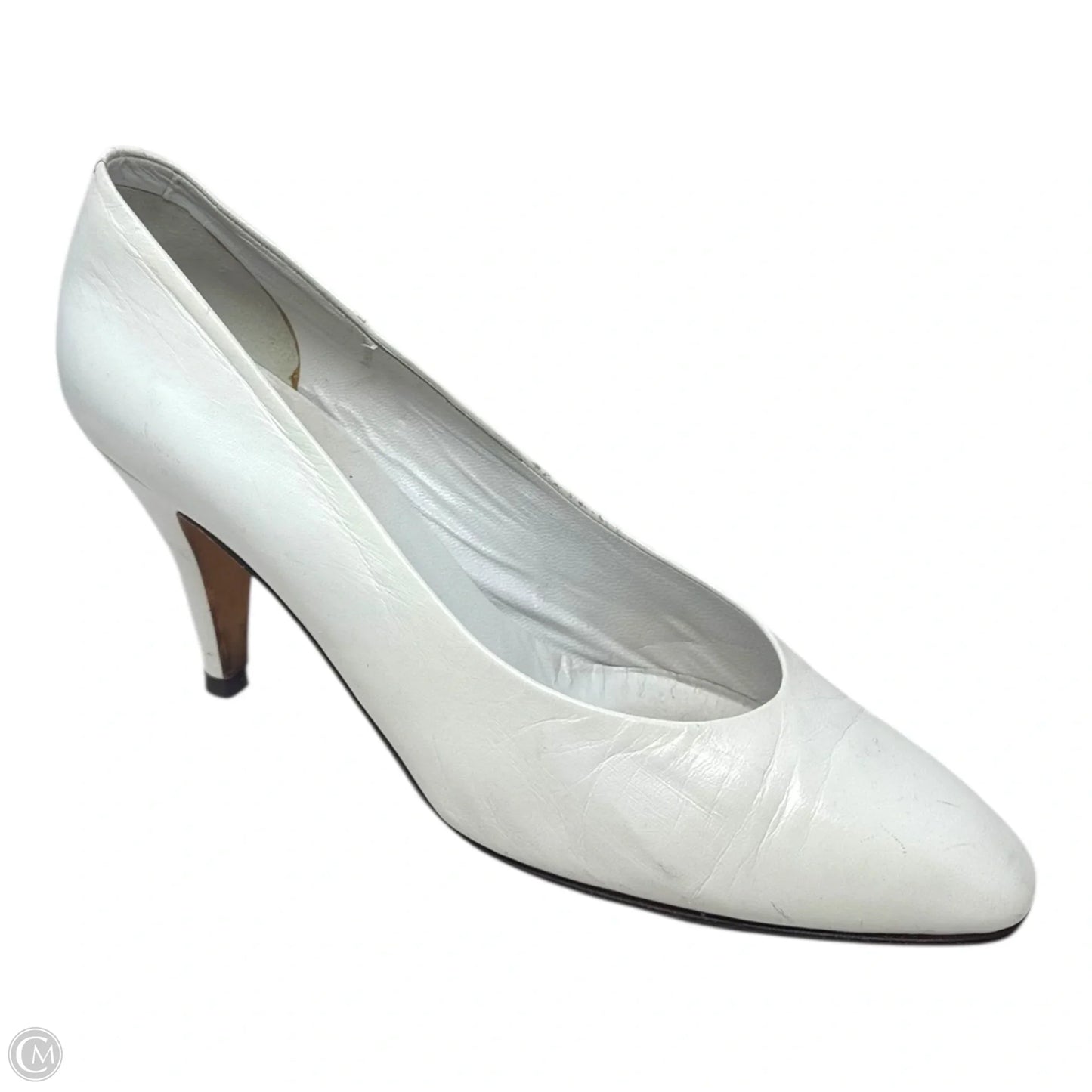 Vintage Almond Toe Heels Shoes Luxury Designer By Gucci In White, Size: 8.5 (38.5)