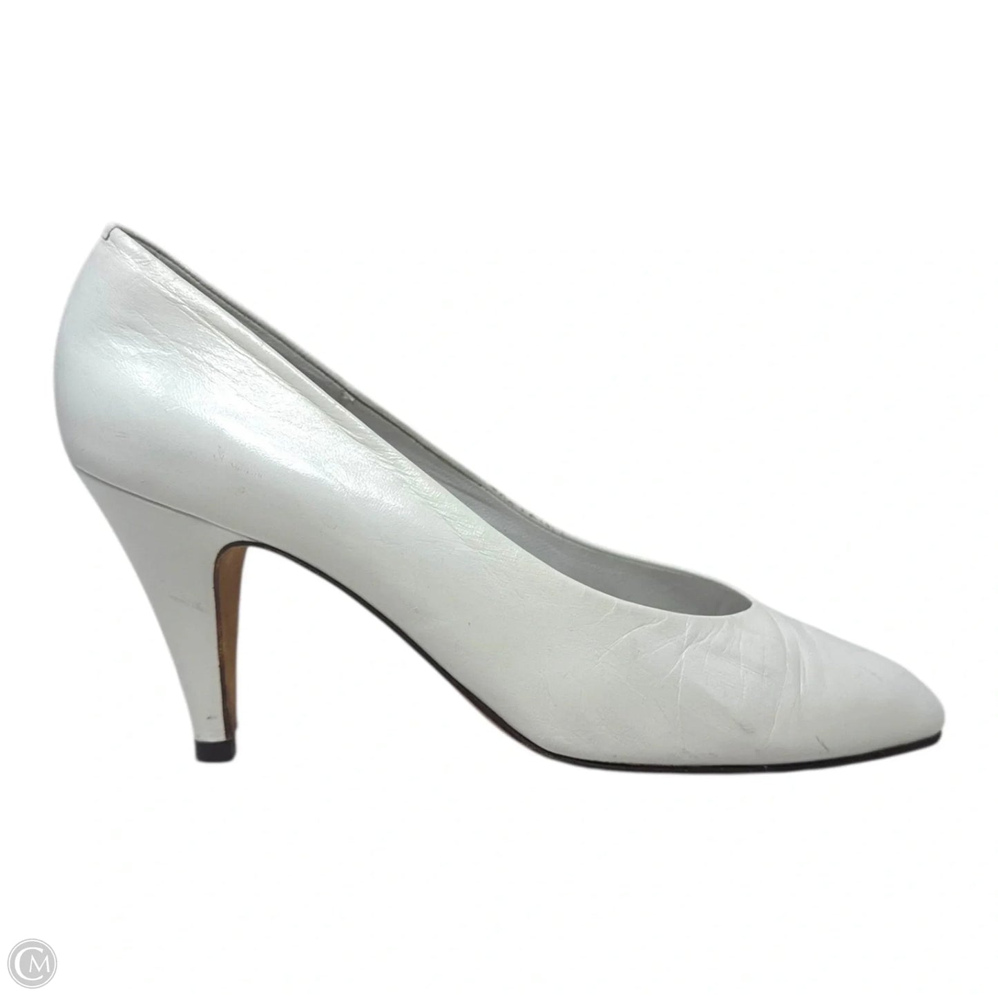 Vintage Almond Toe Heels Shoes Luxury Designer By Gucci In White, Size: 8.5 (38.5)