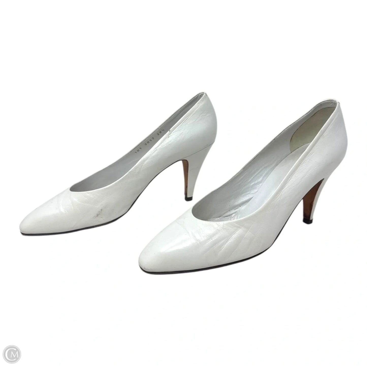 Vintage Almond Toe Heels Shoes Luxury Designer By Gucci In White, Size: 8.5 (38.5)
