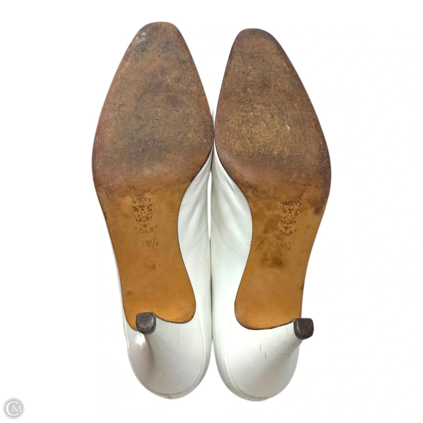 Vintage Almond Toe Heels Shoes Luxury Designer By Gucci In White, Size: 8.5 (38.5)