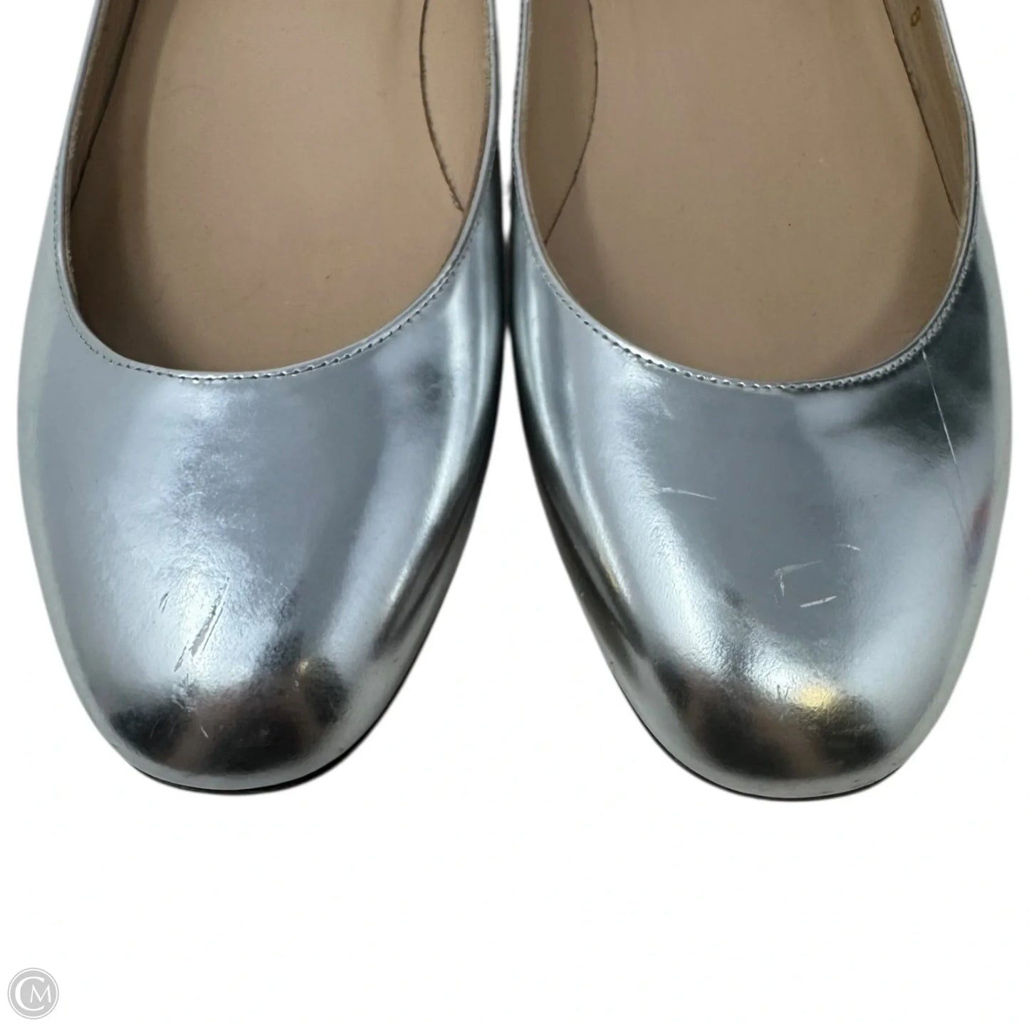 Tango Metallic Ankle Strap Flats Shoes Luxury Designer By Valentino-garavani In Silver, Size: 8