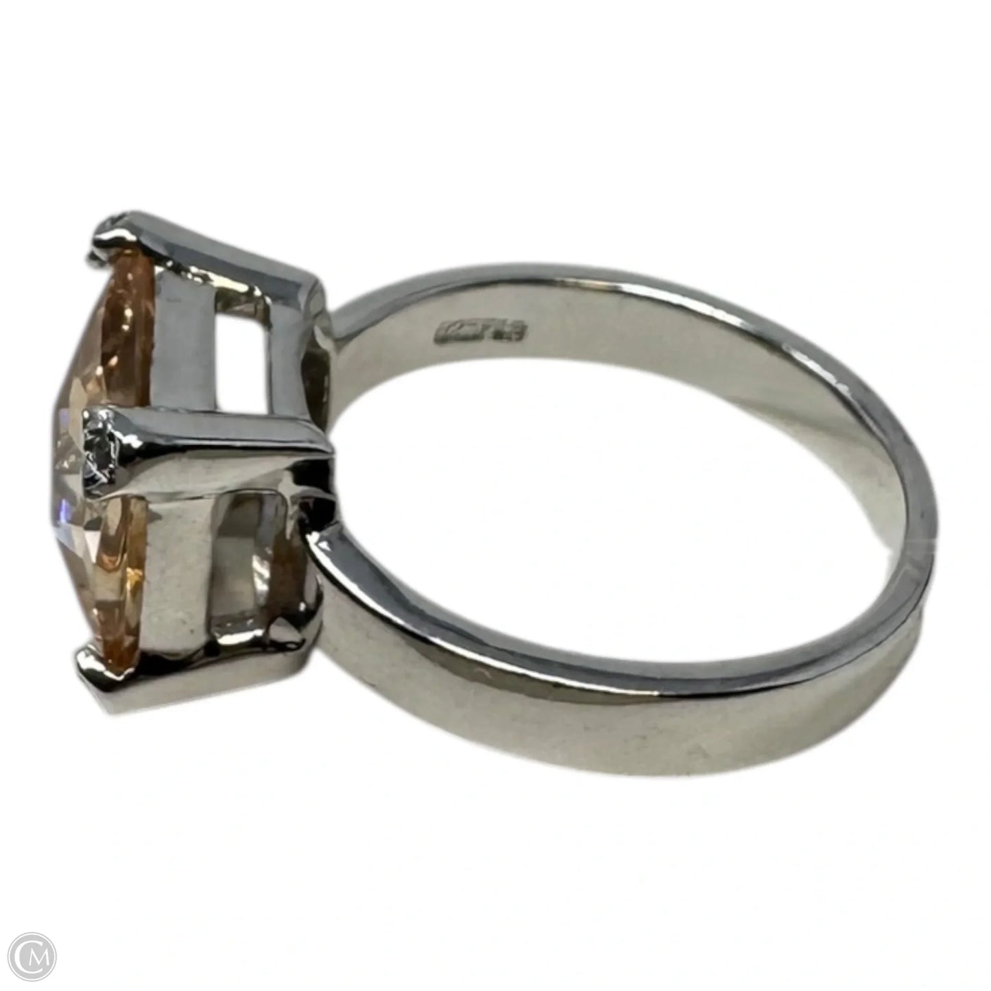 Orange Gem Ring Sterling Silver, Size: 7.5