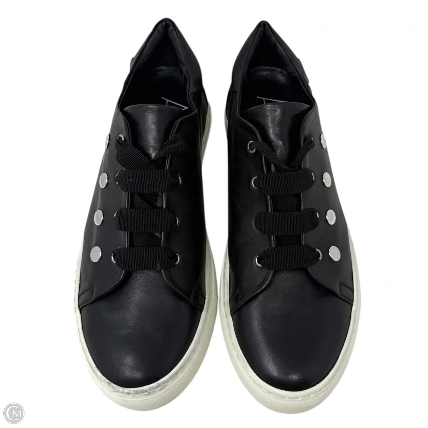 Stud Leather Lace Up Sneakers By Agl In Black, Size: 12