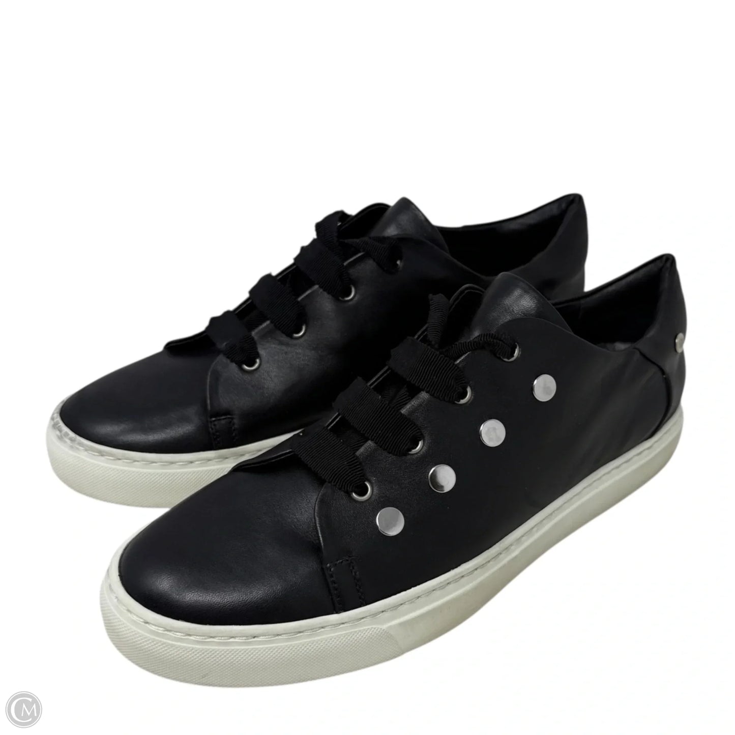 Stud Leather Lace Up Sneakers By Agl In Black, Size: 12