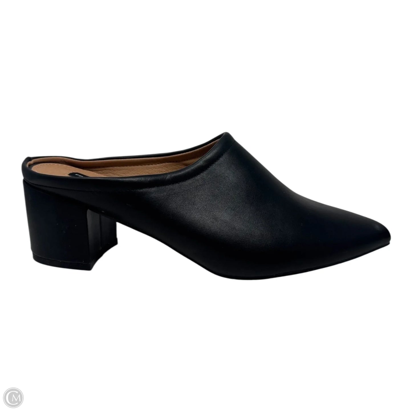 Pointed Toe Mules Shoes Heels Block By French Connection In Black, Size: 8.5