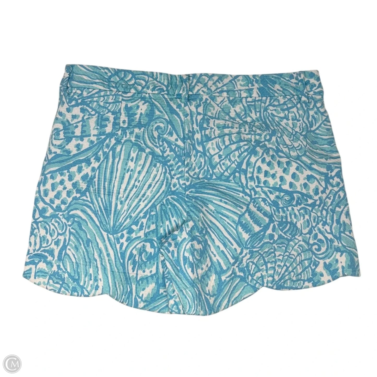 Palmita Stretch Shorts Designer By Lilly Pulitzer In Succulent Blue Sea Cups, Size: 8